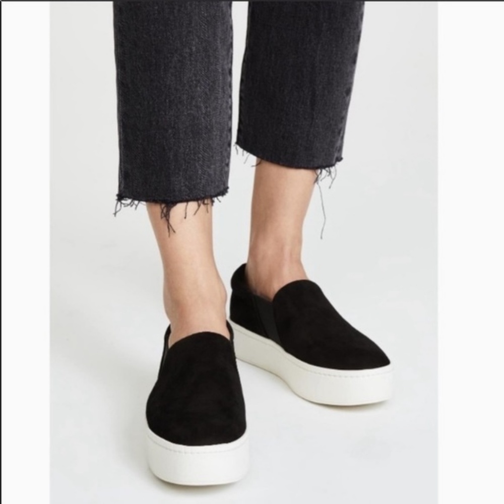 Vince Black Suede Slip-On Sneakers